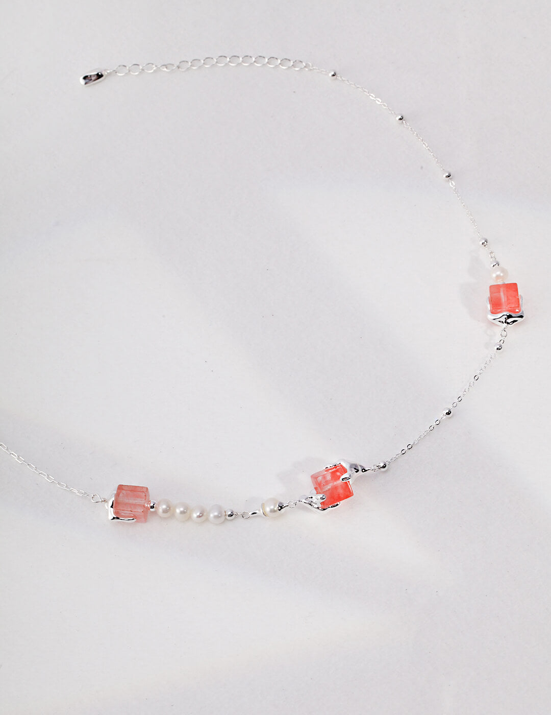 Silver Synthetic Square Crystal Necklace | Tsuki