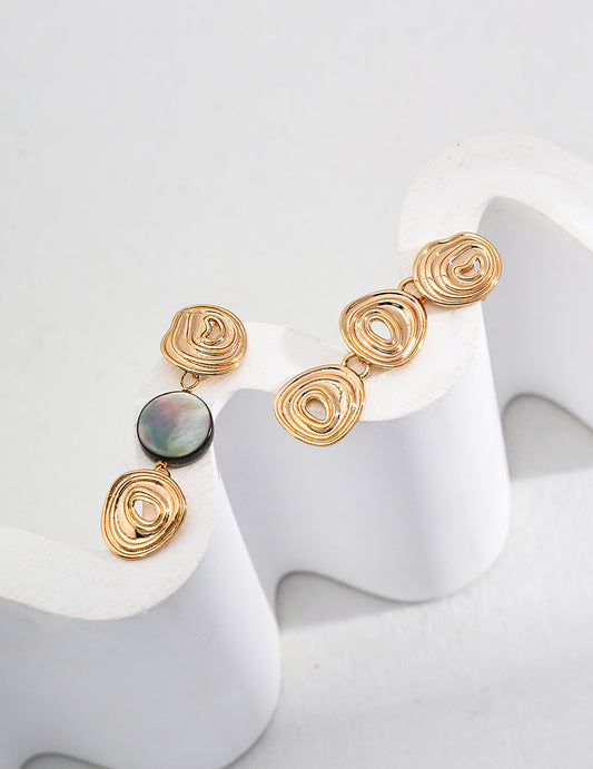 Silver Black Mother-of-Pearl Vintage Earrings | Tsuki