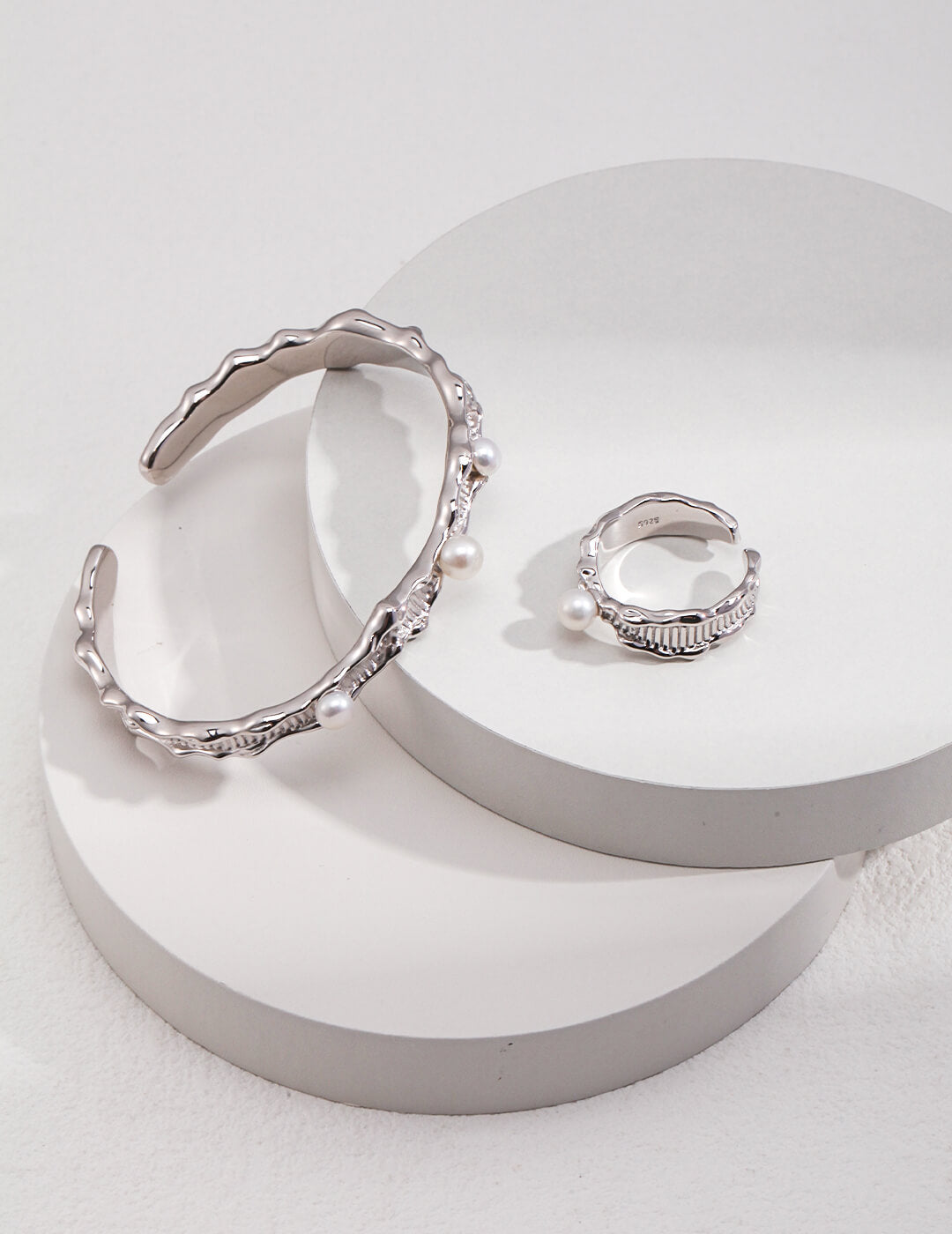 Silver Pearl Bracelet and Ring | Tsuki