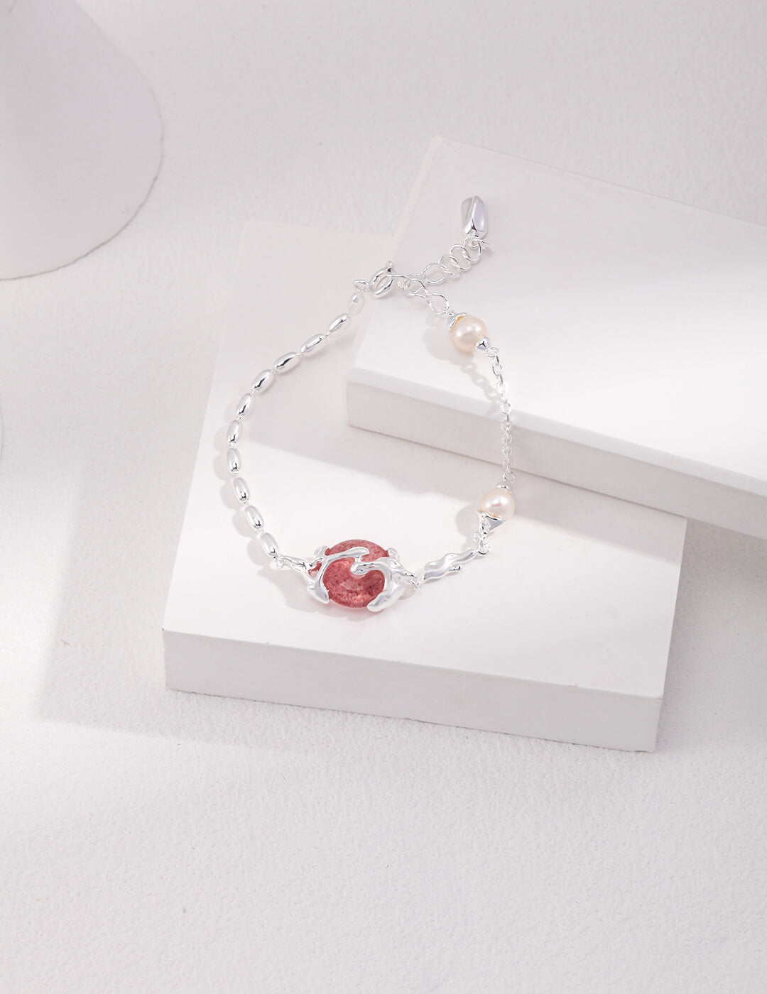 New Chinese Style Silver Strawberry Crystal Bracelet, Necklace and Earrings | Tsuki