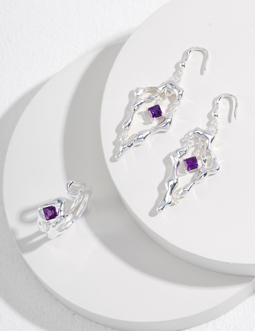 Silver Amethyst Earrings | Tsuki